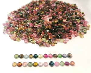 100Cts Beautiful Color Natural Multi Color Tourmaline 5mm Round Cab Lot...!!!!  - Bild 1 von 4