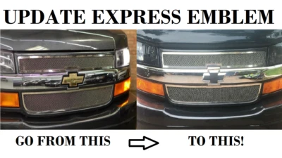 Rejilla delantera negra cromada con emblema de pajarita para camioneta Chevy Express 1500 2500 3500 Foto 1 de 4