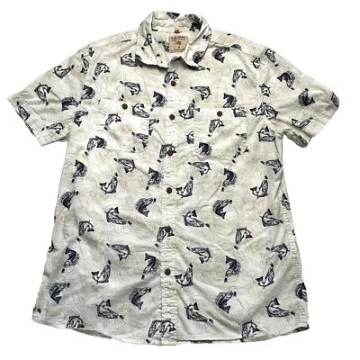 Ruff Hewn Mens Button Up Shirt Medium Novelty Fly Fishing Print Outdoor Preppy - Image 1 of 4
