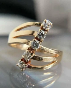 2Ct Round Cut Lab Created Diamond Women's Beautiful Ring 14K Yellow Gold Plated - Picture 1 of 6