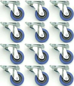 12 pezzi 80 mm SL ruote in gomma Blue Wheel ruote di trasporto ruote girevoli ruota girevole - Foto 1 di 9