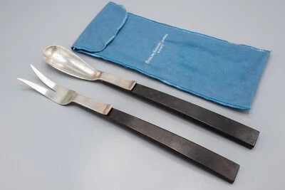 Juego de cuchara tenedor para servir ensalada Town & Country de plata esterlina y madera Allan Adler Foto 1 de 4