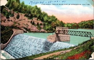 Vintage Birmingham Alabama Lake Purdy Water Works Reservoir PM 1941 Ansichtskarte - Bild 1 von 2