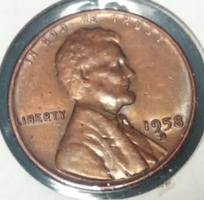Mint Error Coin 1958 Denver Copper Lincoln Wheat Ear Red Cent 1c Penny DDO - Image 1 of 4