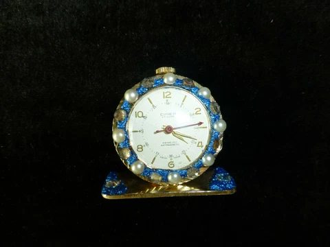 Vintage Swiss "Cimier" Jeweled Anti-magnetic Miniature Clock (Watch The Video) Cover