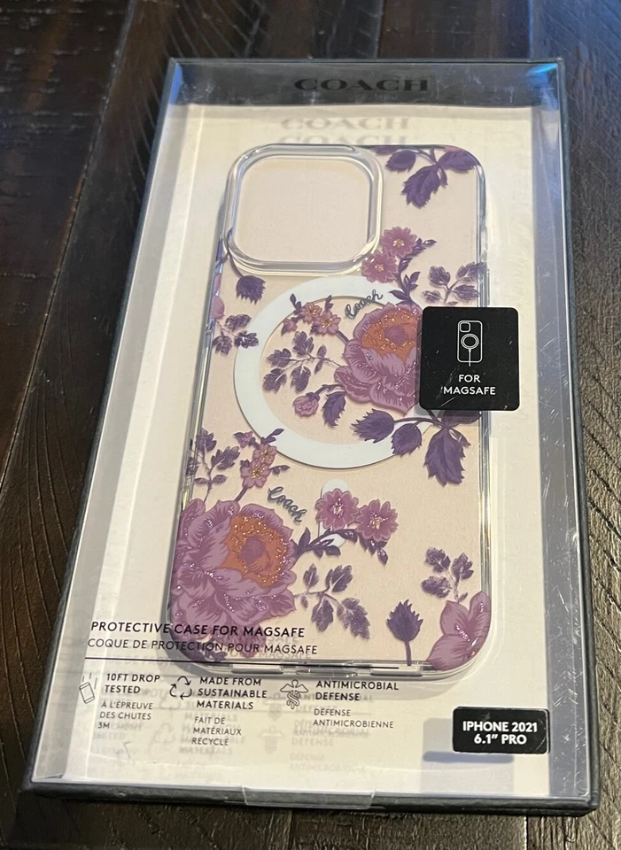 Coach Protective Magsafe Case for iPhone 13 Pro 6.1" - Moody Floral GLITTER - Image 1 of 1