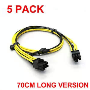 5X PCI-E Power Cable GPU 6-pin to 8 6+2-pin GraphicsPCI Express 70CM Extra Long - Picture 1 of 10
