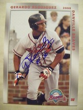 GERARDO RODRIGUEZ signed 2008 DANVILLE BRAVES baseball card AUTO Autographed VA