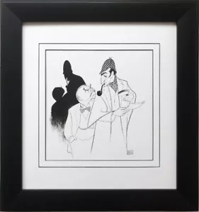 Al Hirschfeld ""Sherlock Holmes & Dr. Watson"" MASSGESCHNEIDERTE GERAHMTE KUNST Literatur Doyle - Bild 1 von 3