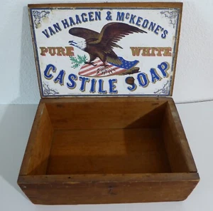 C1870 CRATE SOAP BOX PHILADELPHIA PATRIOTIC AMERICAN BALD EAGLE FLAG ANTIQUE - Picture 1 of 12
