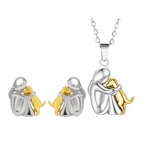 Girl and Puppy Necklace/Earrings for Daily Wear and Gatherings Pet Lover Gift - Picture 1 of 10