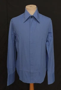 Vtg. Versus Versace Solid Blue Cotton Men's Casual Shirt L/S 52 - Picture 1 of 8