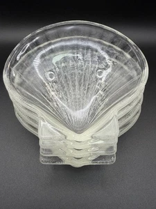 Vintage Shell Shaped Dishes Veritas Footed 5” Glass Set Of 4 - Picture 1 of 9
