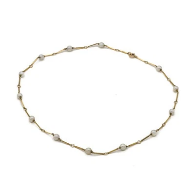 Collier Kette mit Perlen Perl in 750 18 kt. Gelbgold Pearl Länge 46 cm - Bild 1 von 4