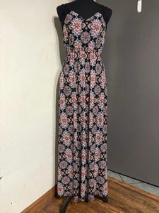 Xhilaration Maxi Dress Small Black Multicolor Floral Skinny Straps Beachy - Picture 1 of 4