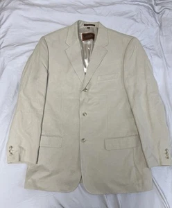 Tasso Elba Silk Linen blend Sport Coat Beige Ivory Blazer Jacket Men's L - Picture 1 of 16