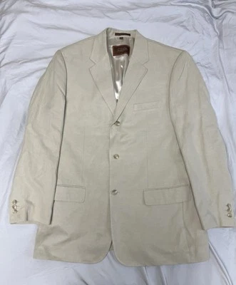 Tasso Elba Silk Linen blend Sport Coat Beige Ivory Blazer Jacket Men's L - Image 1 of 4