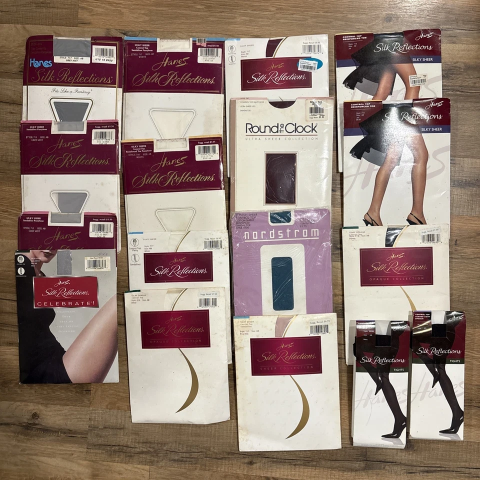 LOTE 17 pares de pantimedias Hanes Silk Reflections Control Top talla AB arcilla negro blanco Foto 1 de 4