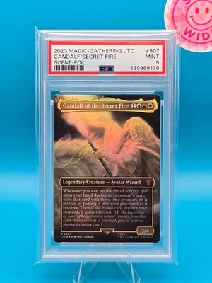 PSA 9 - 2023 MAGIC THE GATHERING LTC, GANDALF OF THE SECRET FIRE SCENE-FOIL - Image 1 of 2