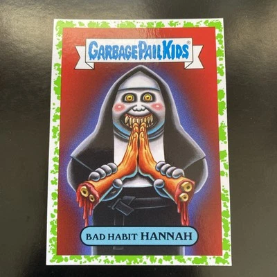Bad Habit Hannah 2019 Garbage Pail Kids Modern  Horror Sticker Green Puked #12B - Image 1 of 2