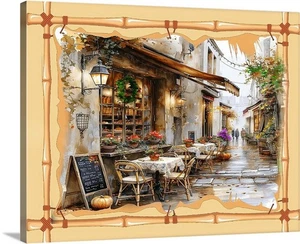 An Outdoor Table Paris Street Cafe France Colorful Art Gallery Canvas Wrap - Picture 1 of 4