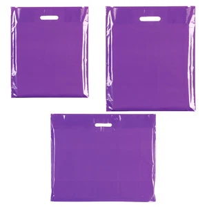 Purple Plastic Carrier Bags – Durable with Die-Cut Handles, 4 Sizes Available - Picture 1 of 5