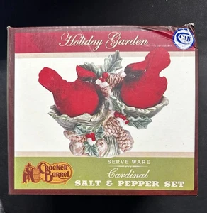 Cracker Barrel Holiday Garden Salz Pfeffer Tablett Set Weihnachten Kardinal Set (Neu) - Bild 1 von 2