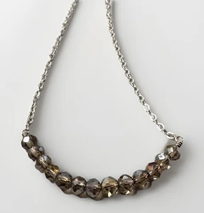 EFY 925 Sterling Silber 18" Halskette mit 13 rauchgrau lila Kristallperlen - Bild 1 von 5