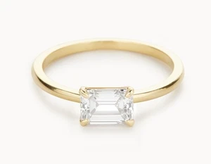 1.00 Ct Emerald Cut Lab Created Diamond Anniversary Ring 14k Yellow Gold Size 7 - Picture 1 of 6