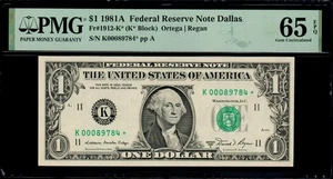 1981A $1 DALLAS STAR NOTE PMG 65 EPQ 20K Print Run Fr 1912-K* Scarce Gem UNC - Picture 1 of 2
