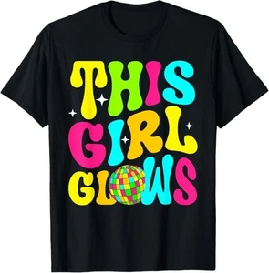 This Girl Glows Colorful Groovy For Kids Girls Women T-Shirt - Picture 1 of 16