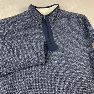 Orvis Brighton Sweater 1/4 Zip Herren Large blau Sherpa gefüttert Pulli Fleece - Bild 1 von 7