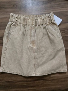 Vila Beige Denim Mini Skirt Size 38 M Uk12 New With Tags - Picture 1 of 11
