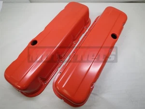 Cubiertas de válvula altas de acero con deflectores naranja BBC Chevy para 65-95 Big Block 427 454 502 - Imagen 1 de 4