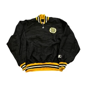 Vintage 1990's Starter Boston Bruins 1/4 Zip Pullover Jacket Black Men's Large - Picture 1 of 7