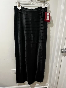 NWT JS COLLECTIONS Petite Bronzed&Shiny, Flared Black Long Skirt Womens Size 10 - Picture 1 of 7