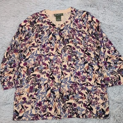 Camisa Eddie Bauer Mujer M Floral Multicolor Abotonada Informal Cómoda Suave Foto 1 de 4