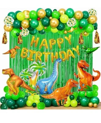 137 PCS Dinosaur Birthday Party Decorations&Balloons Arch Kit(Gold,Green) - Image 1 of 4