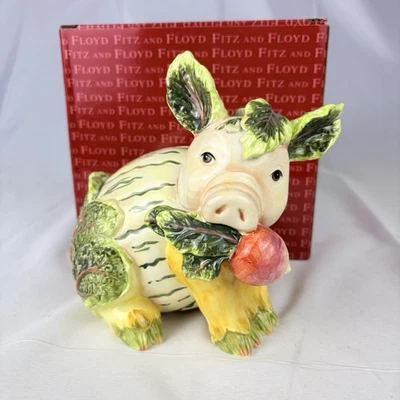 Fitz & Floyd Vista Bella Cerámica Vegetal Cerdo Estatuilla Rábano 6" Mercado Francés Foto 1 de 4