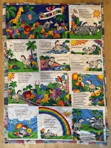 Vtg Rare VIP Cranston Print Works Co THE RAINBOW ZEBRA Fabric Soft Bk panel - Picture 1 of 21