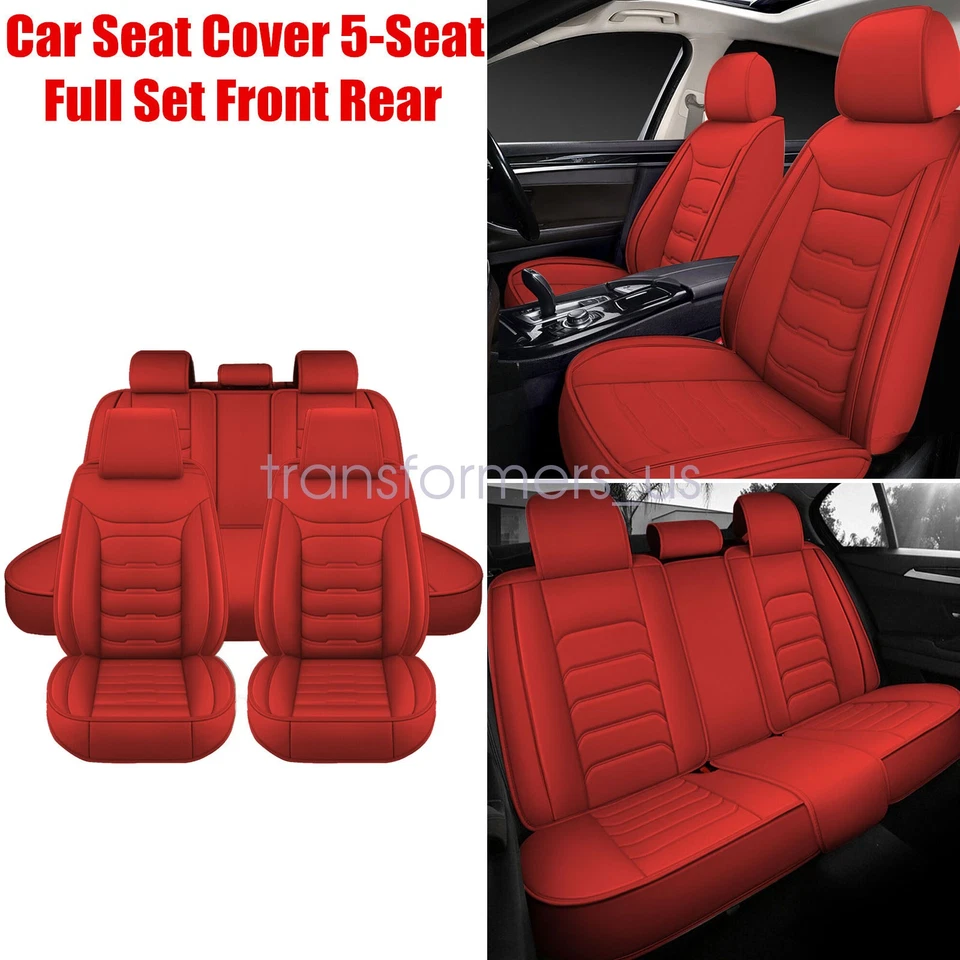 Juego completo de funda de asiento de coche roja de 5 asientos impermeable cojín delantero trasero para Lincoln Foto 1 de 4