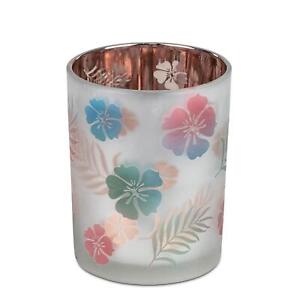 Teelichthalter, Windlicht MULTI FLOWERS H. 12,5cm bunt Glas Formano F24