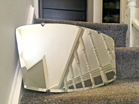 GORGEOUS LARGE 1930'S ART DECO BEVELLED EDGE SCALLOP SHELL OVER MANTEL MIRROR Cover