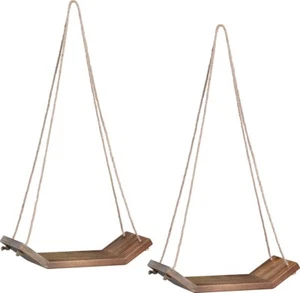NAVARIS Hängende Regale 2er Set Holzregal dunkelbraun - Bild 1 von 1