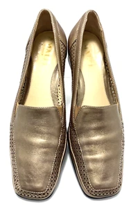 Amalfi by Rangoni Women's Mesh Cut Out Leather Loafer Flats Size 9.5AA Gold B*H - Picture 1 of 10