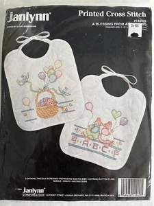 Janlynn set of two printed cross stich bibs #149-09 brand new - Picture 1 of 3