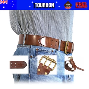 Tourbon Leather Tools Belt Workshop Belt Pin Drill Tool Pouch Holster Carry Belt - Picture 1 of 24
