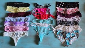 20 VICTORIA'S SECRET PINK VARIOUS PANTY LOT Small Lace Thong Cheeky Sexy 