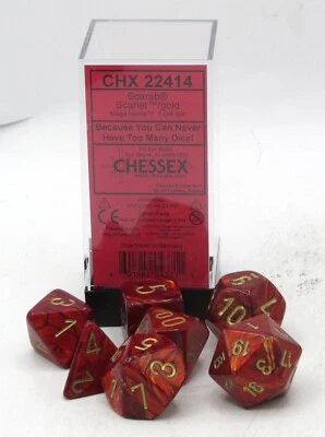 Mega-hedrales Chessex CHX 22414 Escarabajo Escarlata/Dorado (Mega-Juego de 7 Troqueles Catedral) Rojo Foto 1 de 3