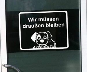 WD Wir müssen draußen bleiben Hunde Aufkleber Schaufensterbeschriftung Werbung - Picture 1 of 3